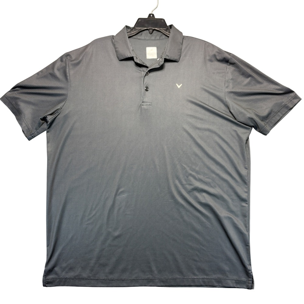 Callaway Opti-Dri Mens XL Grey Black Micro Check Golf Polo Shirt Short Sleeve